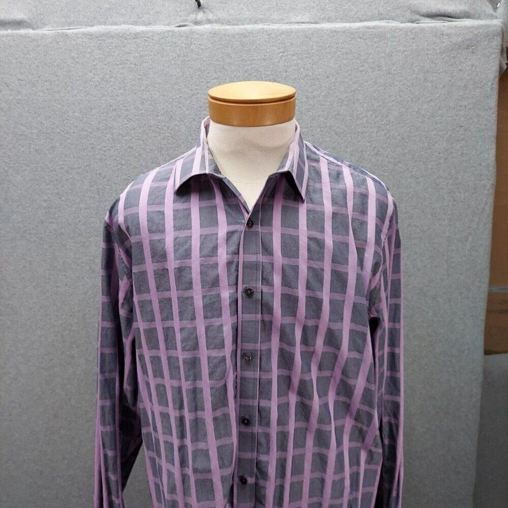 Tassoâ Elba Men's Purple SZ 2XL Plaid Long Sleeve Button-Down Shirt